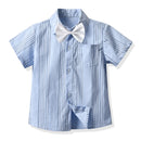 Kids Clothing Striped Shirt Navy Shorts with Bow Children Costume Casual Wear