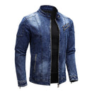 Fleece Denim Jacket Men Streetwear Motorcycle Biker Coats Slim fit Jackets Male Clothes