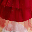 Children's Dress Wedding Standing Neck Girls Dress Red Velvet Children's Dress Christmas Clothing