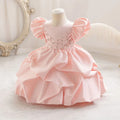 Summer Satin Baby Girls Crystal Embellished Dress Formal Holiday Ball Gown for Kids