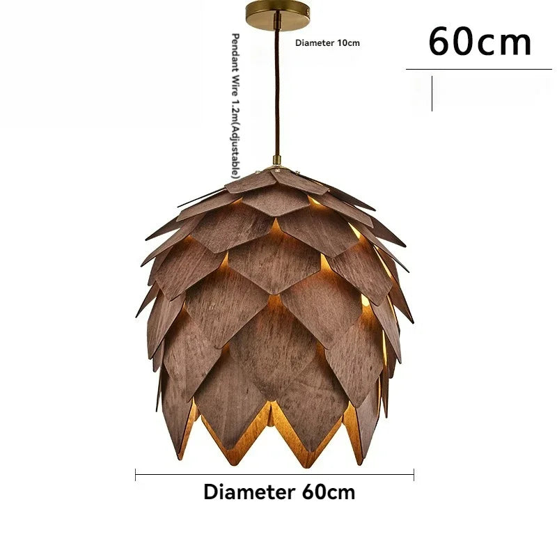 Solid Wood Pine Cone Chandelier Retro Internet Celebrity Wooden Chandelier