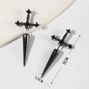 Cross Sword Stud Earrings For Women Classic Crystal Stone Silver Personality Simple Jewelery