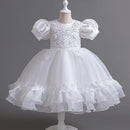Pearl Mesh Fluffy Dress Christmas Halloween School Party Performance Dress for 3-10 Years
