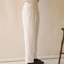 White pleated pants on a neutral background, Obroi