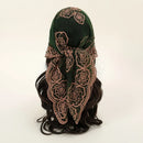 Embroidery Floral Headband Net Breathable Through Headscarf