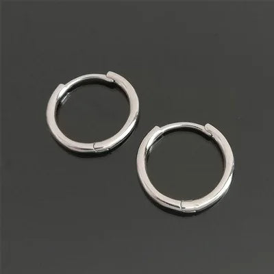 Sterling Silver Unisex Hip Hop Style Hoop Earrings Street Retro Earrings Male Jewelry