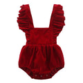 Christmas Velvet Baby Girls Romper Fall Winter Ruffles Jumpsuit for Toddler Xmas Infant Clothing 0-24M