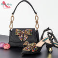Shoes and Bag Set in Peach Sweet with Shinning Crystal for Wedding