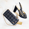 Luxury Rhinestone Peep Toe Women High Heel Shoe and Bag Set for Women Perfect for Parties