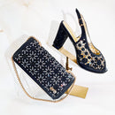 Luxury Rhinestone Peep Toe Women High Heel Shoe and Bag Set for Women Perfect for Parties