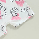Easter Newborn Baby Girls Jumpsuit Bunny Heart Print Summer Short Sleeve Romper for Toddler Casual Clothing