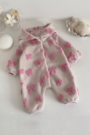 Baby Girl Bow Knit Romper Pink Raised Bow Long Sleeve Jumpsuit Newborn Infant One Piece Outfit Spring Autumn