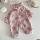 Baby Girl Bow Knit Romper Pink Raised Bow Long Sleeve Jumpsuit Newborn Infant One Piece Outfit Spring Autumn