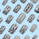 Press on Nails with Pigeon Flower Fake Nails Press on Nails Short Square Wearable False Nails for Women