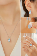 Women's Natural Sky Blue Topaz Jewelry Set 925 Sterling Silver Light Luxury Birthday Party Fine Gift