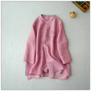 Spring Summer Women Basics Loose Floral Embroidered Comfortable Water Washed Thin Light Shirts/Blouse