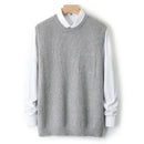 Men's T-Shirt Wool Sleeveless Vest Men Round Neck Knitted Pullover Shirt Spring and Autumn