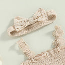 Lovely Princess Newborn Baby Girls Summer Rompers Clothes Lace Flower Strap Sleeveless Ruffles Hollow Rompers Jumpsuits Headband