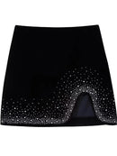 Women Hem Shinning Sequined Velvet Mini Skirt Female Chic