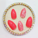 Wine Red Arcylic False Nails Gradient Glitter Gold Short Stiletto Fake Nails With Jelly Glue Sticker DIY Manicure Accessory