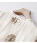 Summer Lining Dress Women Summer Short Sleeve Thin Floral Casual Dresses Ramie Clothes Female