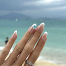 10 Pcs White French Press On Nails Handmade 3D Floral Design Reusable Gel Tips Minimalist Wedding Party Fake Nails for Women