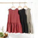 Girls Cotton And Linen Retro Sleeveless Dress Summer Toddler Baby Girl Ruffled Casual Loose Linen Dresses