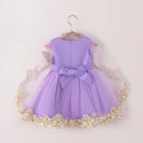 Girls Elegant Dresses Cape Golden Embroidery Child Ceremonial Party Frocks Baby Princess Gown 1-5 Years