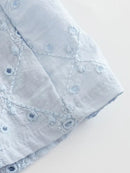 Women Summer Sweet Hollow Out Embroidery Mini Dress Sexy Slim Chic Halter Neck Super Short Dresses