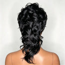 Short Mullet Pixie Cut Wig Natural Black Made With Bangs Soft Smooth For Women Festival Party Daily