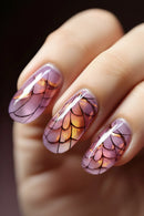 24pcs/set short Medium quare Glossy flowers geometric design press on false nails