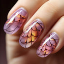 24pcs/set short Medium quare Glossy flowers geometric design press on false nails