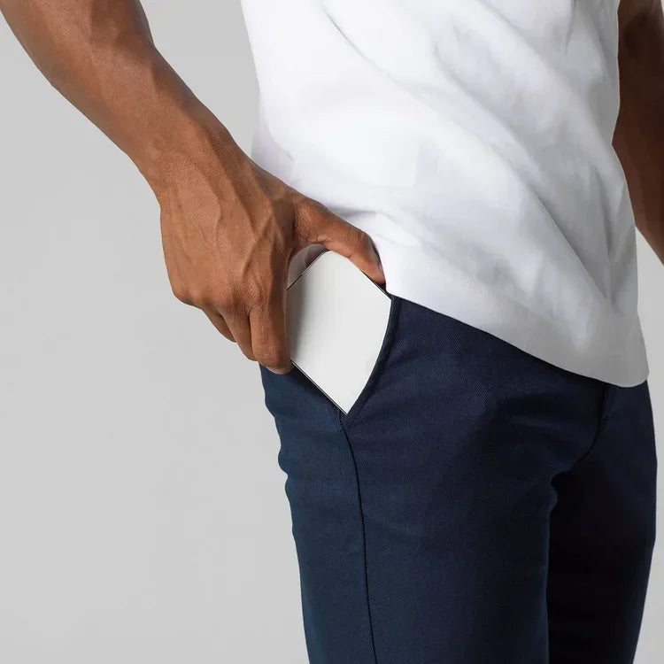 Comfortable Men Long Pants Stylish Slim Fit Ankle Length Casual Soft Breathable Fabric Mid Waist