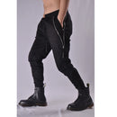 Casual and versatile pants personalized zipper small foot Harlan pants men's slim fitting and legged overalls trend