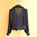 Blouse Women Slim Waist Long Sleeve Chiffon Shirts Folds Single Breasted Crop Tops