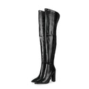 Black knee-high boots on a white background, Obroi