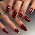 Flowers Silver Lines Wearable Nail Art Short Round False Nails Detachable Finished Fake Nails Press on Nails