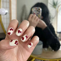 Press on Nails Red Love Heart Nails Women Girls Charm Manicure Detachable False Nails Tip