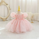 Summer Infant Baby Girl Dresses Flower Appliques Toddler Kids Birthday Party Princess Wedding Ball Gown