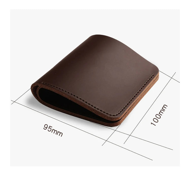 Men Retro Short Wallet Split Leather Ultra-Thin Vintage Small Purse For Man Casual Male