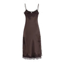 Spring Women's Vacation Strap Lace Splicing Strap Slimming Split Dress