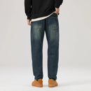 Spring Autumn Retro Loose Jeans for Men Clothing Washed Soft Men Zipper Men Trousers