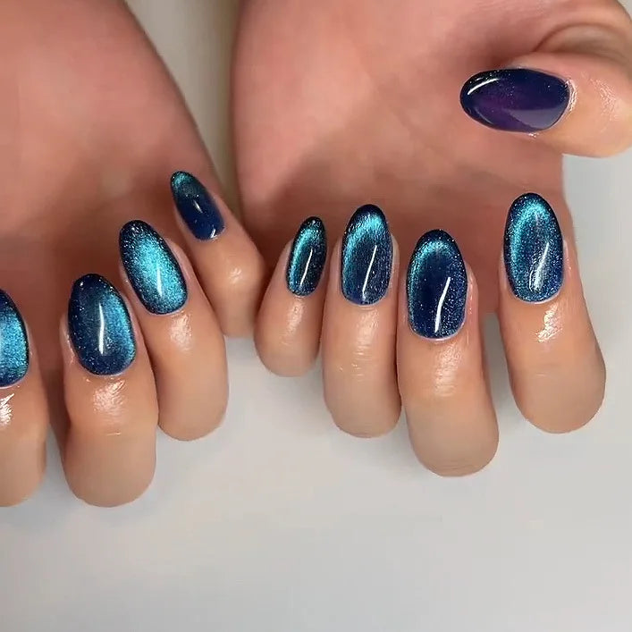 nails set Beautiful cat eyes short almond tips faux press on acrylic false nail supplies