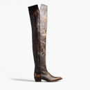 Brown leather knee-high boots on a white background, Obroi