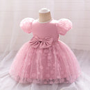 Toddler Lace Floral Baby Bow Princess Girls Dress Infant Birthday Baptism Party Ball Gown