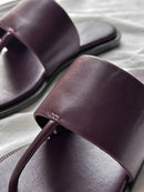 Women Flip Flops Summer Genuine Leather Slippers Casual Flat Shoes Ladies Clip Toe Slides