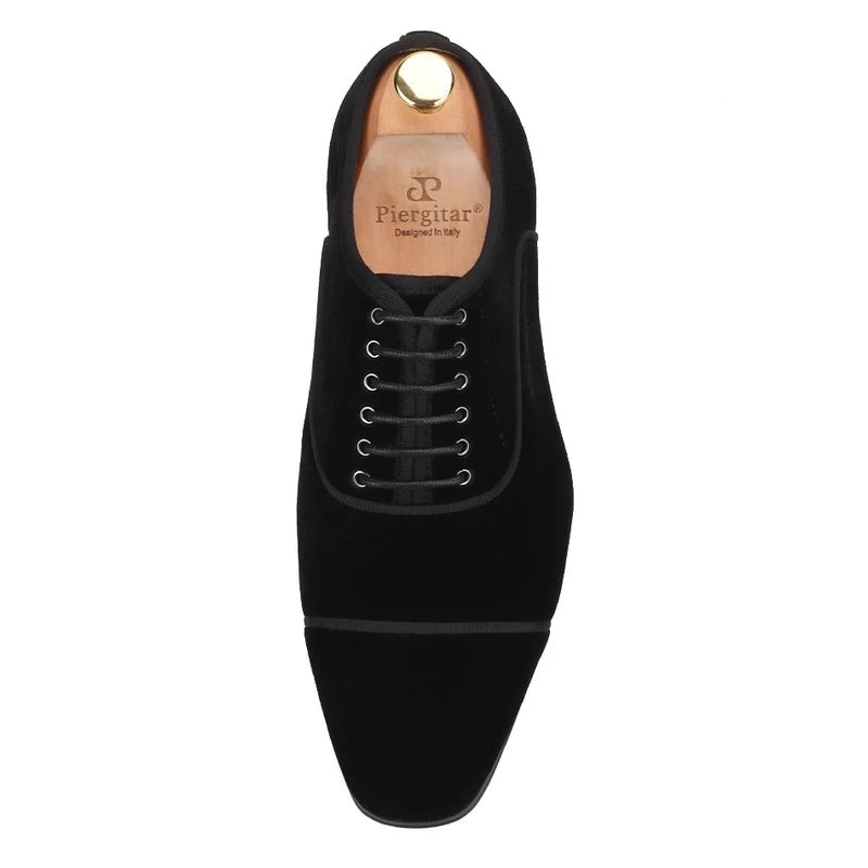 Velvet Handmade Men's Dress Shoes For Wedding And Party Formal Wear Leather Insole Lace-Up Oxfords