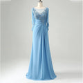 Light blue evening gown with lace detailing on a mannequin against a gray background, Obroi