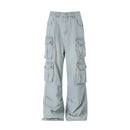 Cargo Jeans Mens High Street Loose Straight Spliced Denim Wide Leg Denim Pants Men