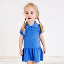 Princess Collar Dresses Summer Animals Embroidery Short Sleeve Toddler Kids Costume Dress